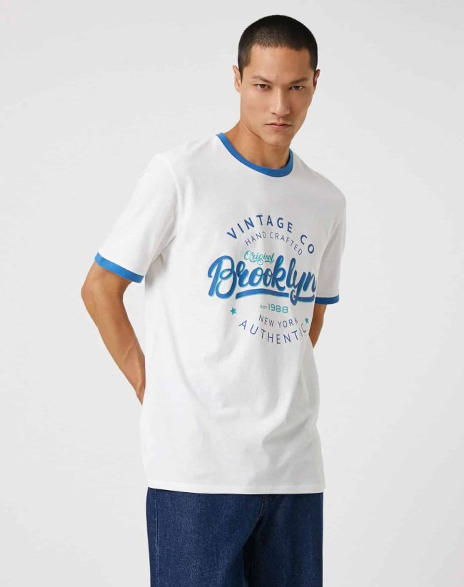 College T-Shirt Printed Crew Neck Short Sleeve