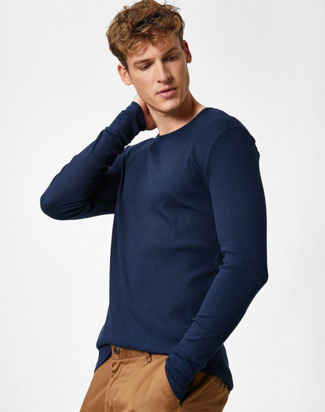 Cotton Crew Neck Long Sleeve T-Shirt