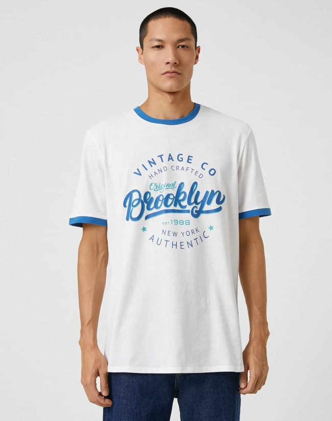 College T-Shirt Printed Crew Neck Short Sleeve - Image 3