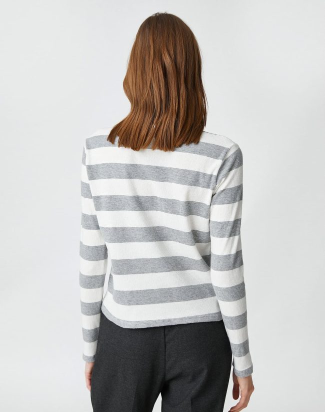 Half Turtleneck Corduroy Long Sleeved T-Shirt - Image 4